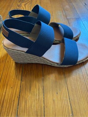 Tommy Bahama Navy Espadrille Wedge Sandals Women’s Size 9